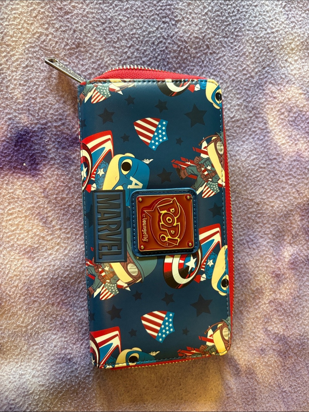 Marvel Captain America Pop! Zip lounge, fly Wallet - Blue, Red & White